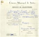 Registo de velocípede de marca HMW, com o nº 9442, em nome de Domingos José Louçada, morador em Almoçageme.