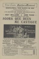Programa do filme "Agora Que Deus Me Castigue" com a participação de Ray Milland, Ann Todd e Geraldine Fitzgerald.