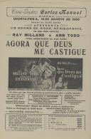 Programa do filme "Agora Que Deus Me Castigue" com a participação de Ray Milland, Ann Todd e Geraldine Fitzgerald.