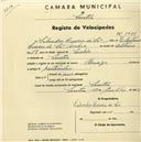 Registo de velocípede com o nº 1978, em nome de Salvador Correia de Sá, morador em Sintra.