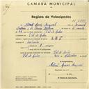 Registo de velocípede de marca L.R.S., com o nº 2224, em nome de Alberto Luís Miguel, morador em Vale de Lobos.