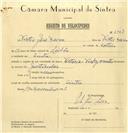 Registo de velocípede de marca Vitória com motor, com o nº 6723, em nome de Vítor José Névoa, morador em Sintra.