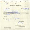 Registo de velocípede de marca Cicles Helios, com o nº 5541, em nome de José Alves, morador em Ponte de Carenque.