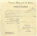 Registo de velocípede com o nº 9630, em nome de Gualdino Antunes Ferreira, morador em Idanha.