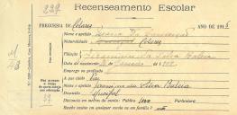 Recenseamento escolar de Maria da Conceição, filha de Jerónimo da Silva Baleia, moradora no Mucifal.