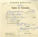 Registo de velocípede de marca Dinar, com o nº 3660, em nome de Bernardo dos Santos Rosa, morador em Sabugo.
