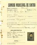 Registo de matricula de velocipedista em nome de Maria Dulce Lopes Dias, moradora no Cacém, com o nº de inscrição 2965.