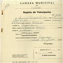 Registo de velocípede de marca Helios, com o nº 1994, em nome de Américo Furtado Mateus, morador em Pero Pinheiro.