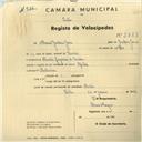 Registo de velocípede de marca Aprilia, com o nº 2789, em nome de Manuel Gualdino Gama, morador em Pendão.
