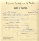 Registo de velocípede de marca Especial, com o nº 7480, em nome de José Gomes, morador em Fação.