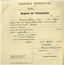 Registo de velocípede com o nº 1671, em nome de Francisco Nunes Dias, morador em Cacém.