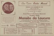 Programa do filme "Mansão da Loucura" com a participação de Errol Flynn, Barbara Stanwich e Geraldine Brooks.