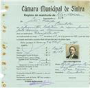 Registo de matricula de velocipedista em nome de João Filipe, morador em Ranholas, com o nº de inscrição 818.