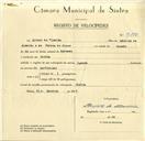 Registo de velocípede com o nº 9695, em nome de Álvaro de Almeida, morador em Sintra.