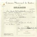 Registo de velocípede de marca Catalina, com o nº 5667, em nome de Maria Clementina Mota Tavares Monteiro Almeida, moradora em S. Pedro de Sintra.