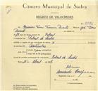 Registo de velocípede com o nº 9986, em nome de Quirino Tomé Ferreira Duarte, morador em Pobral.