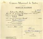 Registo de velocípede de marca Reynolds, com o nº 9915, em nome de António Luís Monteiro, morador em Cabrela.