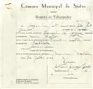 Registo de velocípede de marca Famel, com o nº 9059, em nome de Joaquim Pintos Gomes, morador em Mem Martins.