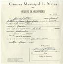 Registo de velocípede de marca B.S.A., com o nº 5152, em nome de Manuel Martins, morador em Queluz.