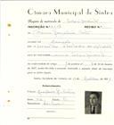 Registo de matricula de velocipedista em nome de Mário Gonçalves Costa, morador no Banzão, com o nº de inscrição 6548.