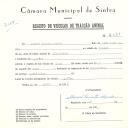 Registo de um veiculo de duas rodas tirado por um animal de espécie muar destinado a transporte de mercadorias em nome de Manuel Duarte Azenha, morador na Assafora.