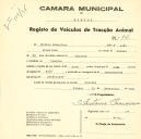 Registo de um veiculo de duas rodas tirado por dois animais de espécie bovina destinado a transporte de mercadorias em nome de Matias Francisco, morador em Sacotes.