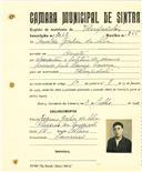 Registo de matricula de velocipedista em nome de Arnaldo Gaspar da Silva, morador na Baratã, com o nº de inscrição 2038.