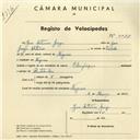 Registo de velocípede de marca Olympique, com o nº 4098, em nome de José Antunes Jorge, morador em Negrais.