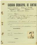 Registo de matricula de velocipedista em nome de Rodrigo Clemente Dias, morador em Belas, com o nº de inscrição 1577.