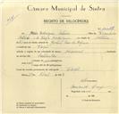 Registo de velocípede de marca Nacional, com o nº 10037, em nome de Mário Rodrigues Patrício, morador em Fação.