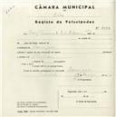 Registo de velocípede com o nº 4534, em nome de Raul Ferreira & Augusto Barros Lda, morador em Carenque.