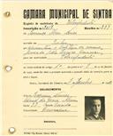 Registo de matricula de velocipedista em nome de Lourenço Abreu Nunes, morador em  Queluz, com o nº de inscrição 2017.