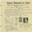 Registo de matricula de velocipedista em nome de António Fernandes da Silva, morador em Queluz, com o nº de inscrição 722.