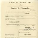 Registo de velocípede de marca Olimpio, com o nº 5171, em nome de Centro Abastecedor de Lourenço & Cardoso, Lda, com sede em Priores, Almargem do Bispo.