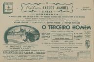 Programa do filme "O Terceiro Homem" realizado por Carol Reed com a participação de Joseph Cotten, Alida Vali, Orson Welles e Trevor Howard.