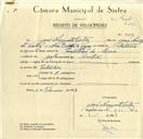 Registo de velocípede com o nº 9698, em nome de José Augusto Cortez, morador em Galamares.