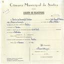 Registo de velocípede de marca S.D.F., com o nº 5672, em nome de Carlos da Conceição Pinheiro, morador em Queluz.
