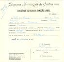 Registo de um veiculo de duas rodas tirado por dois animais de espécie asinina destinado a transporte de mercadorias em nome de Matias José Casinhas, morador em Montelavar.