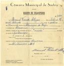 Registo de velocípede de marca Cuciolo, com o nº 7070, em nome de Manuel Vicente Albogas, morador em Almornos.