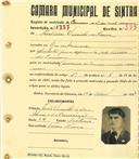 Registo de matricula de carroceiro 2 ou mais animais em nome de António Vicente de Sousa, morador em Rio de Mouro, com o nº de inscrição 1737.