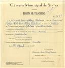 Registo de velocípede com o nº 7278, em nome de Eduardo Nuno d'Orey Bobone, morador em Sintra.