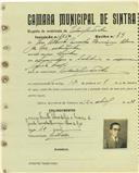 Registo de matricula de velocipedista em nome de José Alberto Carvalho Henriques Alves, morador em Sintra, com o nº de inscrição 1650.