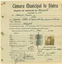 Registo de matricula de velocipedista em nome de Domingos Romão, morador em São João, com o nº de inscrição 602.
