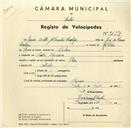 Registo de velocípede com o nº 3133, em nome de Maria Odete Abrantes Cantiga, moradora em Algueirão.