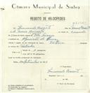 Registo de velocípede de marca Famel, com o nº 8295, em nome de Fernando Barreto, morador em Algueirão de Cima.