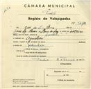 Registo de velocípede com o nº 3419, em nome de José da Luz Rosa, morador em Agualva.