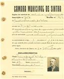 Registo de matricula de cocheiro profissional em nome de Carolino Manuel da Silva, morador em Rio de Mouro, com o nº de inscrição 747.