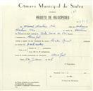Registo de velocípede com o nº 8498, em nome de Manuel Martins Néo, morador em Mucifal.