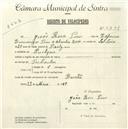 Registo de velocípede com o nº 5244, em nome de João Rosa Pires, morador em Pexilgais.