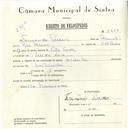Registo de velocípede de marca Aranha, com o nº 5636, em nome de Fernando Pereira, morador em Venda Seca.